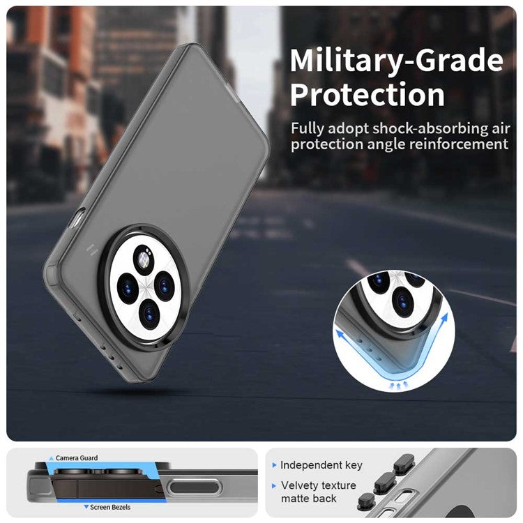 For OnePlus 13 Case PC+TPU+PET Matte Anti-Drop Phone Back Cover - Black