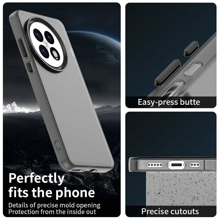 For OnePlus 13 Case PC+TPU+PET Matte Anti-Drop Phone Back Cover - Black