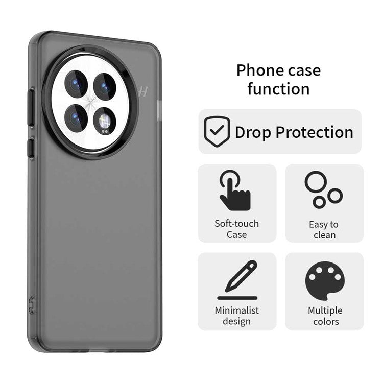 For OnePlus 13 Case PC+TPU+PET Matte Anti-Drop Phone Back Cover - Black