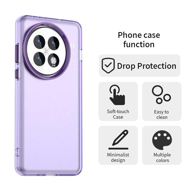 For OnePlus 13 Case PC+TPU+PET Matte Anti-Drop Phone Back Cover - Purple