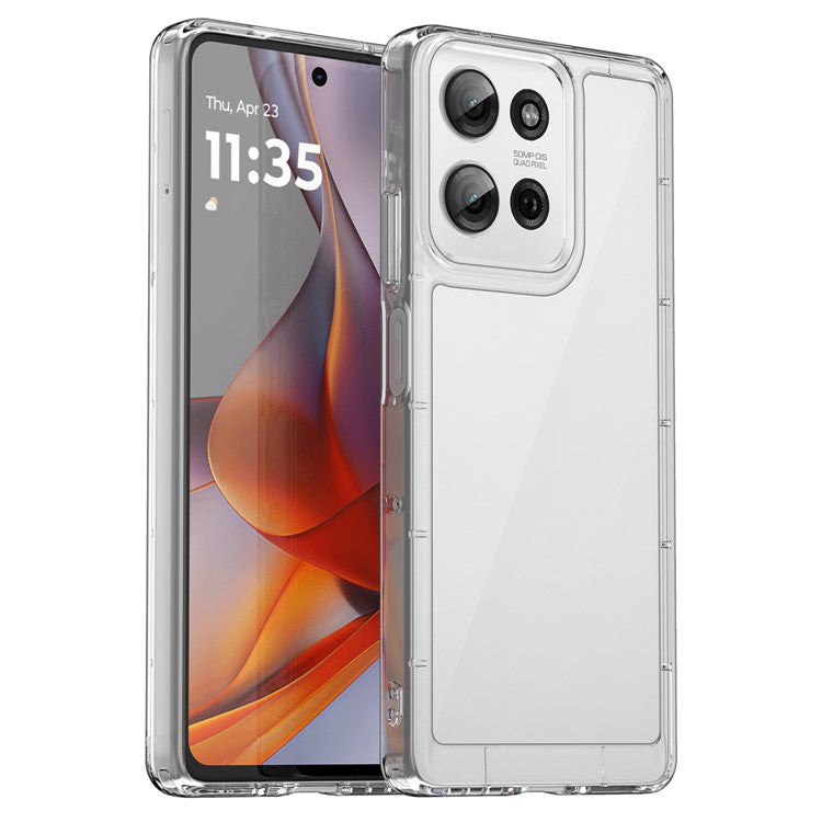 WANLONFENG MF Series for Motorola Moto G75 5G Case TPU+Acrylic Clear Phone Cover with Tempered Glass Film