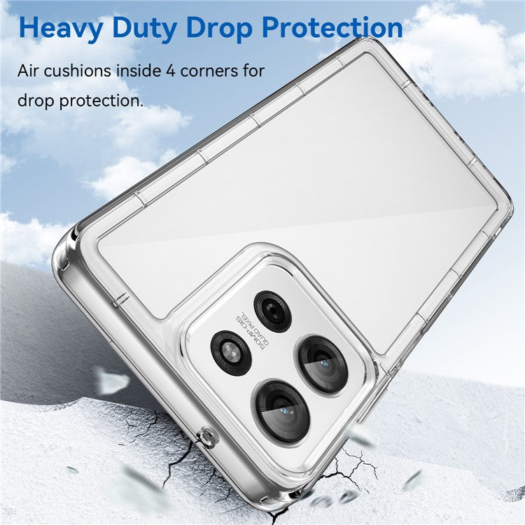 WANLONFENG MF Series for Motorola Moto G75 5G Case TPU+Acrylic Clear Phone Cover with Tempered Glass Film