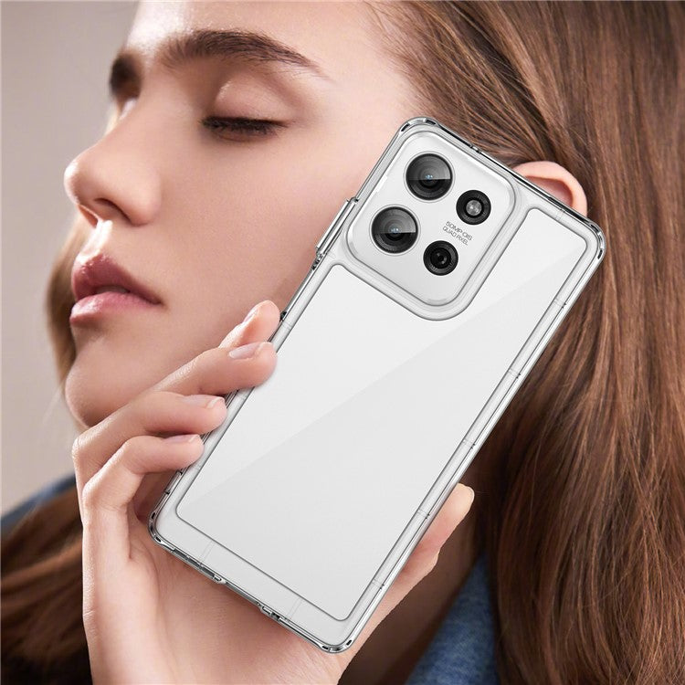 WANLONFENG MF Series for Motorola Moto G75 5G Case TPU+Acrylic Clear Phone Cover with Tempered Glass Film