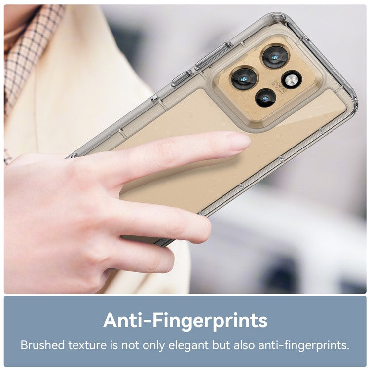 WANLONFENG MF Series for Motorola Edge 50 Neo 5G Case TPU+Acrylic Clear Phone Cover with Tempered Glass Film