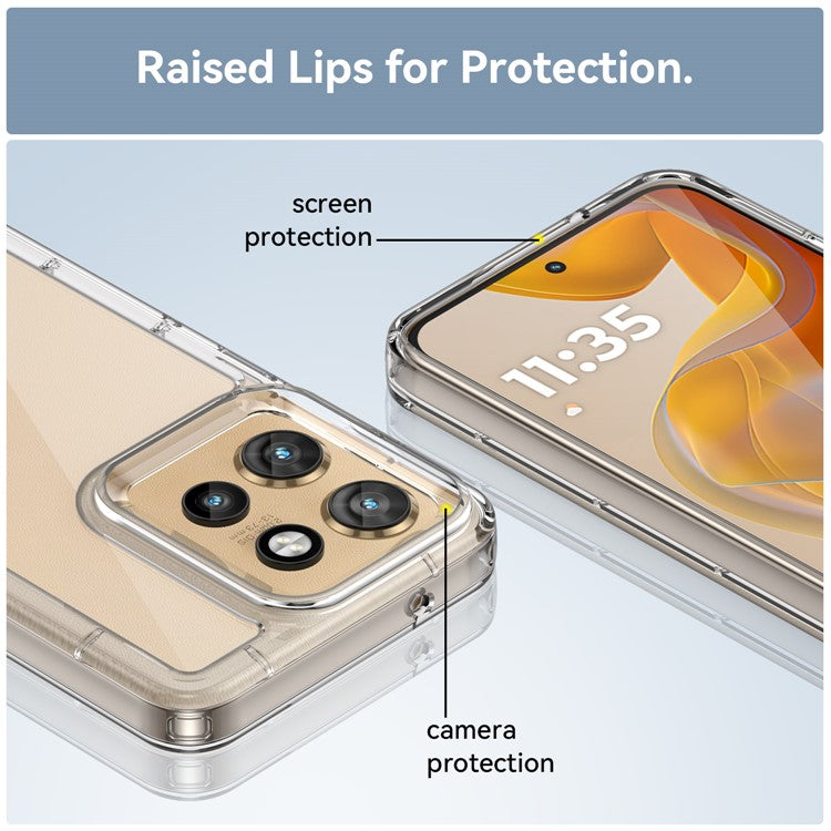 WANLONFENG MF Series for Motorola Edge 50 Neo 5G Case TPU+Acrylic Clear Phone Cover with Tempered Glass Film