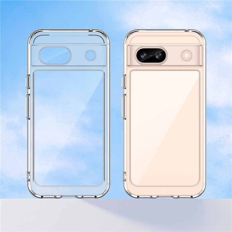 WANLONFENG MF Series for Google Pixel 8a Case TPU+Acrylic Clear Phone Cover with Tempered Glass Film