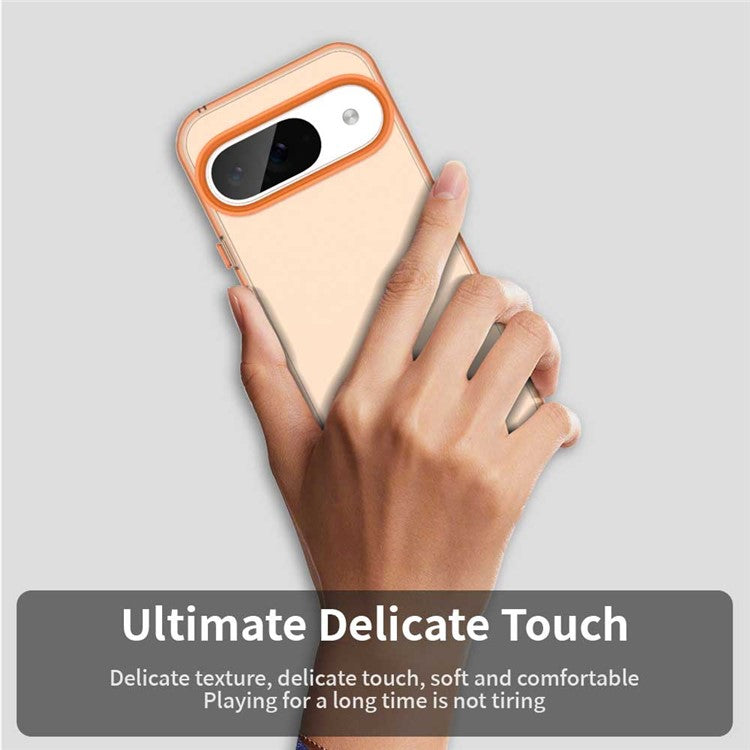 For Google Pixel 9 / 9 Pro Case PC+TPU+PET Matte Anti-Drop Phone Back Cover - Orange