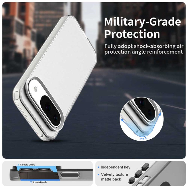 For Google Pixel 9 / 9 Pro Case PC+TPU+PET Matte Anti-Drop Phone Back Cover - White