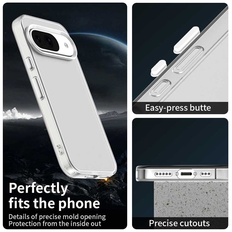 For Google Pixel 9 / 9 Pro Case PC+TPU+PET Matte Anti-Drop Phone Back Cover - White