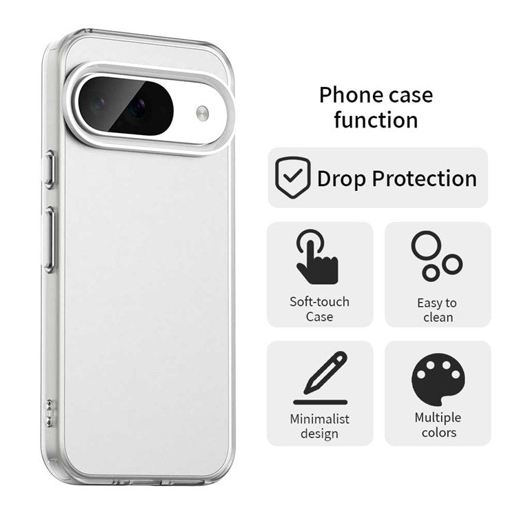 For Google Pixel 9 / 9 Pro Case PC+TPU+PET Matte Anti-Drop Phone Back Cover - White
