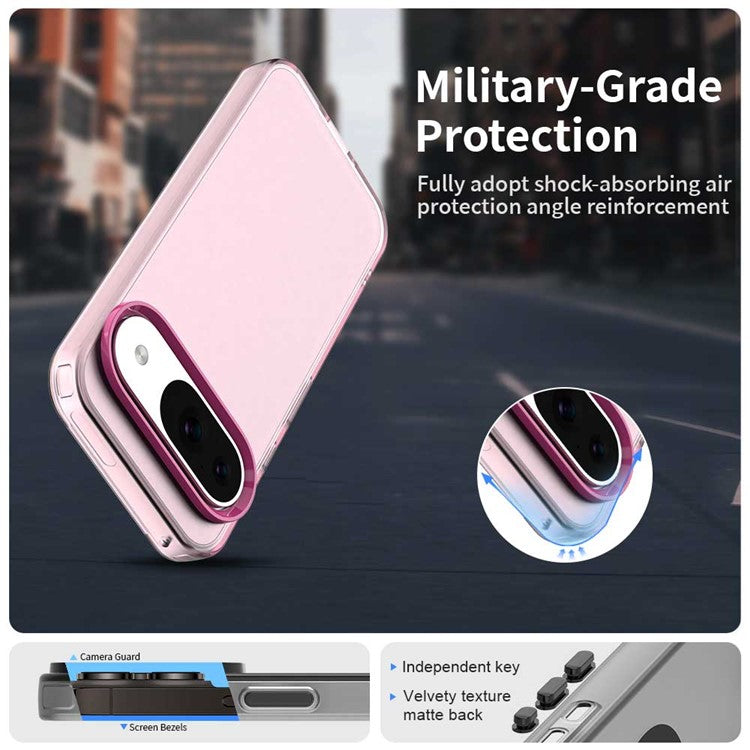 For Google Pixel 9 / 9 Pro Case PC+TPU+PET Matte Anti-Drop Phone Back Cover - Red