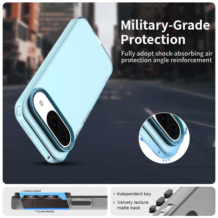 For Google Pixel 9 / 9 Pro Case PC+TPU+PET Matte Anti-Drop Phone Back Cover - Blue