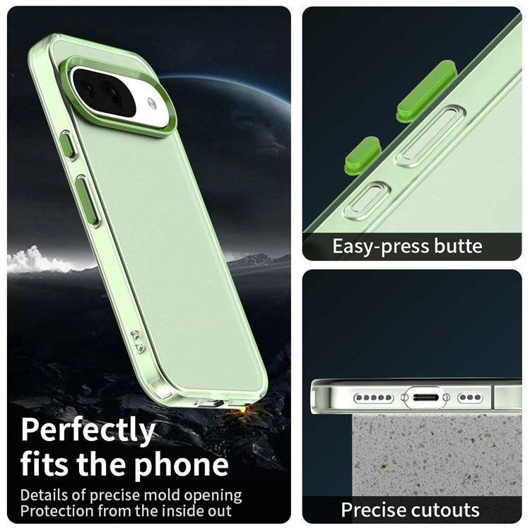 For Google Pixel 9 / 9 Pro Case PC+TPU+PET Matte Anti-Drop Phone Back Cover - Green