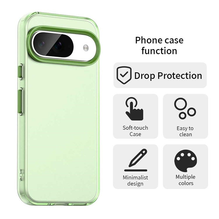For Google Pixel 9 / 9 Pro Case PC+TPU+PET Matte Anti-Drop Phone Back Cover - Green