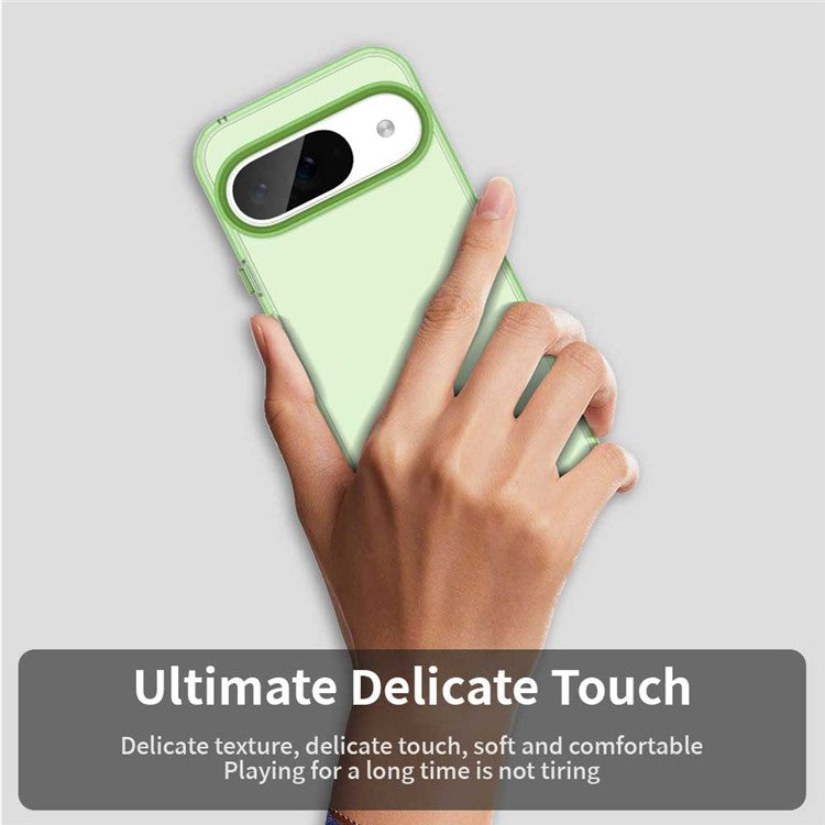 For Google Pixel 9 / 9 Pro Case PC+TPU+PET Matte Anti-Drop Phone Back Cover - Green