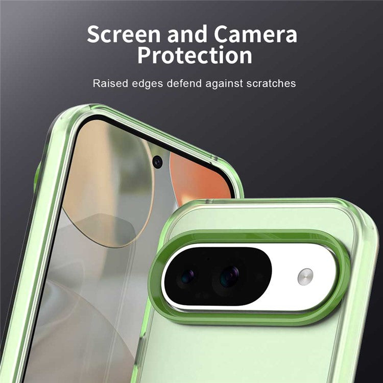 For Google Pixel 9 / 9 Pro Case PC+TPU+PET Matte Anti-Drop Phone Back Cover - Green
