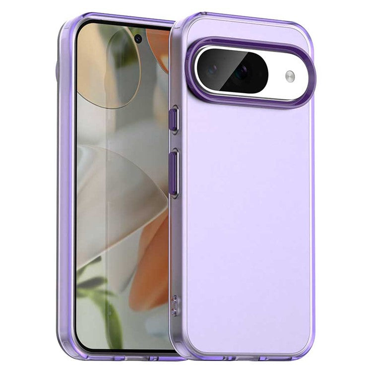For Google Pixel 9 / 9 Pro Case PC+TPU+PET Matte Anti-Drop Phone Back Cover - Purple