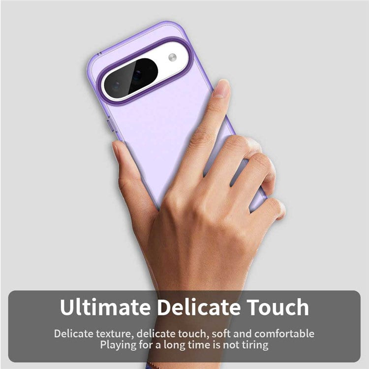 For Google Pixel 9 / 9 Pro Case PC+TPU+PET Matte Anti-Drop Phone Back Cover - Purple