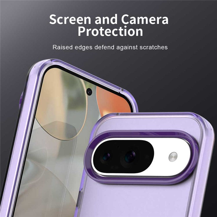 For Google Pixel 9 / 9 Pro Case PC+TPU+PET Matte Anti-Drop Phone Back Cover - Purple