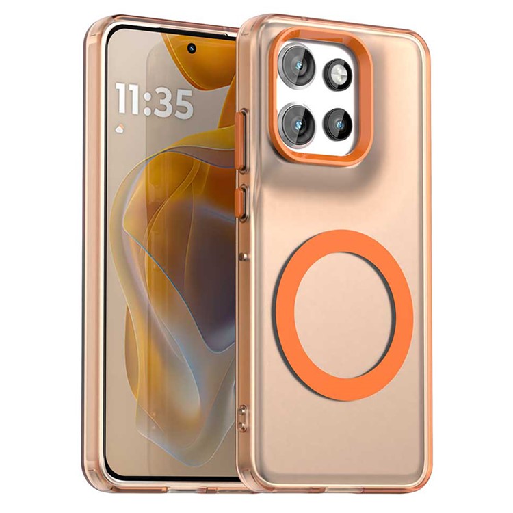 Phone Case For Motorola ThinkPhone 25 5G  /  Moto S50 5G  /  Edge 50 Neo 5G Compatible with MagSafe PC+TPU+PET Anti-Drop Cover - Orange