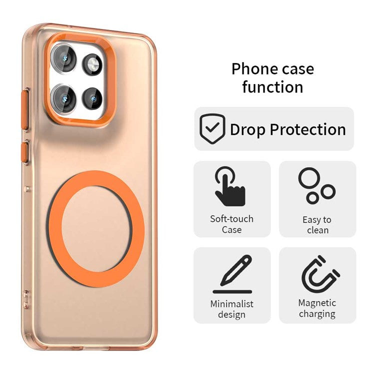 Phone Case For Motorola ThinkPhone 25 5G  /  Moto S50 5G  /  Edge 50 Neo 5G Compatible with MagSafe PC+TPU+PET Anti-Drop Cover - Orange
