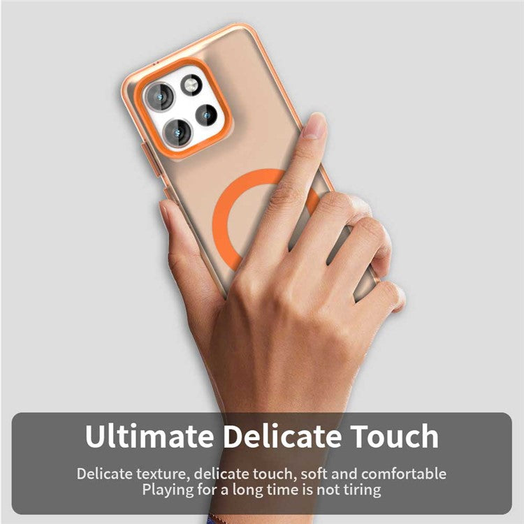 Phone Case For Motorola ThinkPhone 25 5G  /  Moto S50 5G  /  Edge 50 Neo 5G Compatible with MagSafe PC+TPU+PET Anti-Drop Cover - Orange