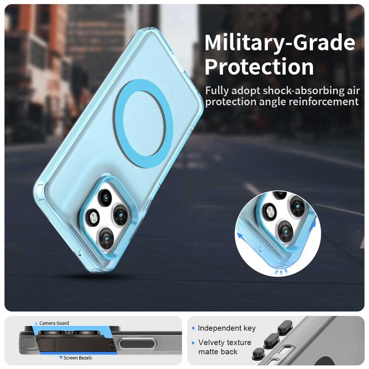 Phone Case For Motorola ThinkPhone 25 5G  /  Moto S50 5G  /  Edge 50 Neo 5G Compatible with MagSafe PC+TPU+PET Anti-Drop Cover - Blue