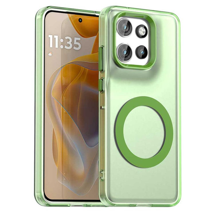 Phone Case For Motorola ThinkPhone 25 5G  /  Moto S50 5G  /  Edge 50 Neo 5G Compatible with MagSafe PC+TPU+PET Anti-Drop Cover - Green