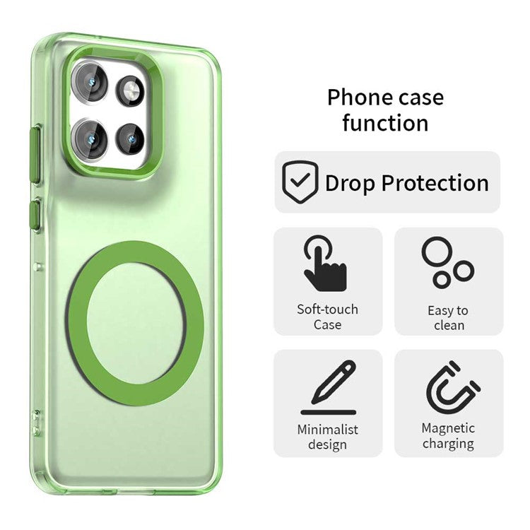 Phone Case For Motorola ThinkPhone 25 5G  /  Moto S50 5G  /  Edge 50 Neo 5G Compatible with MagSafe PC+TPU+PET Anti-Drop Cover - Green