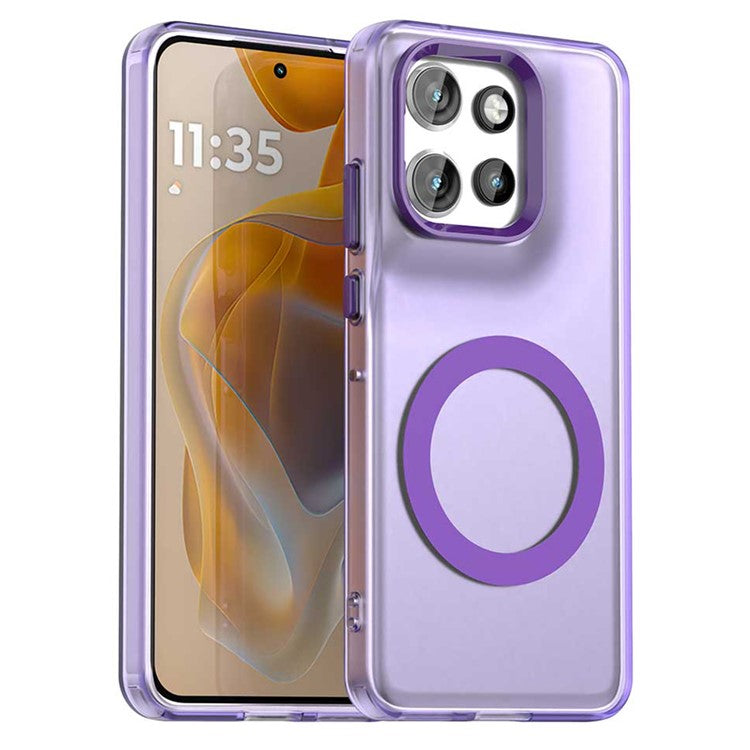 Phone Case For Motorola ThinkPhone 25 5G  /  Moto S50 5G  /  Edge 50 Neo 5G Compatible with MagSafe PC+TPU+PET Anti-Drop Cover - Purple