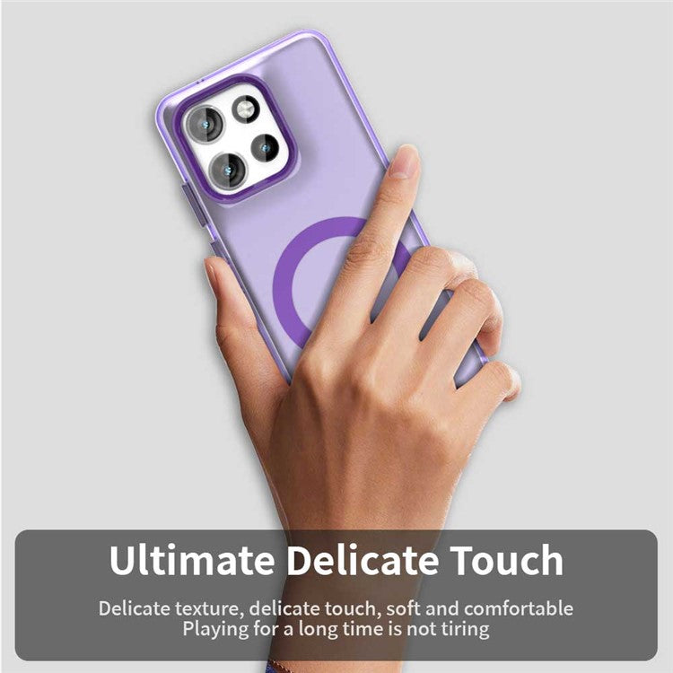 Phone Case For Motorola ThinkPhone 25 5G  /  Moto S50 5G  /  Edge 50 Neo 5G Compatible with MagSafe PC+TPU+PET Anti-Drop Cover - Purple