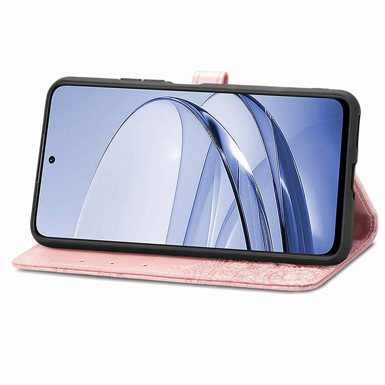 Wallet Case For Motorola Thinkphone 25 5G / Moto S50 5G / Edge 50 Neo 5G Mandala Flower Leather Phone Cover Stand View - Rose Gold