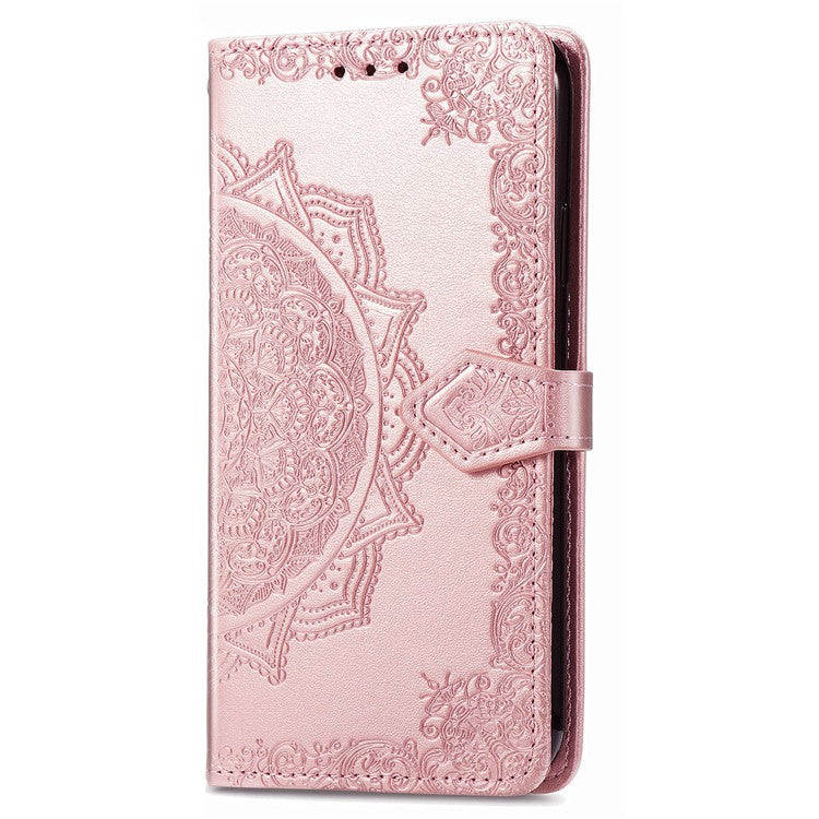 Wallet Case For Motorola Thinkphone 25 5G / Moto S50 5G / Edge 50 Neo 5G Mandala Flower Leather Phone Cover Stand View - Rose Gold