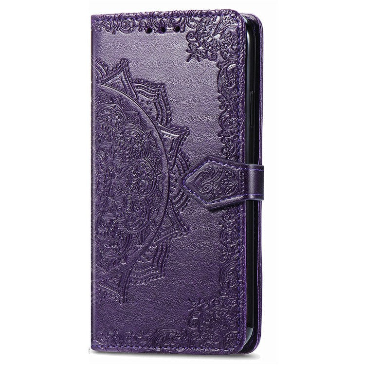 Wallet Case For Motorola ThinkPhone 25 5G / Moto S50 5G / Edge 50 Neo 5G Mandala Flower Leather Phone Cover Stand View - Purple