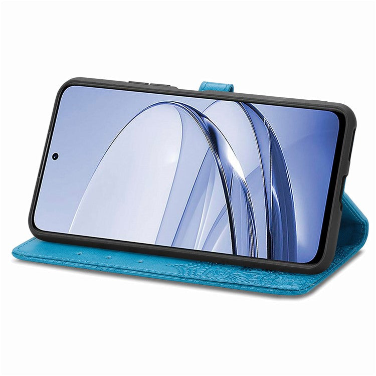 Wallet Case For Motorola ThinkPhone 25 5G / Moto S50 5G / Edge 50 Neo 5G Mandala Flower Leather Phone Cover Stand View - Blue