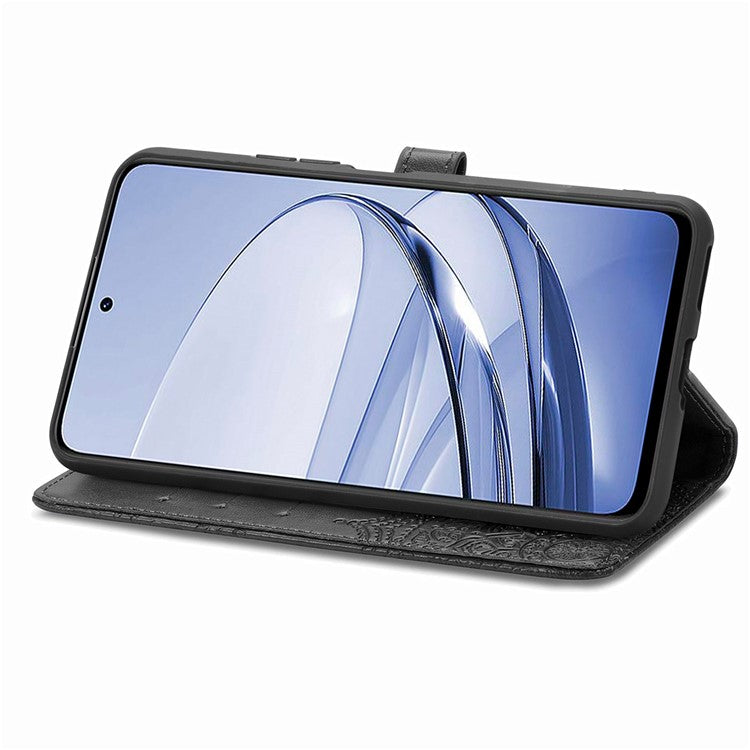 Wallet Case For Motorola ThinkPhone 25 5G / Moto S50 5G / Edge 50 Neo 5G Mandala Flower Leather Phone Cover Stand View - Black