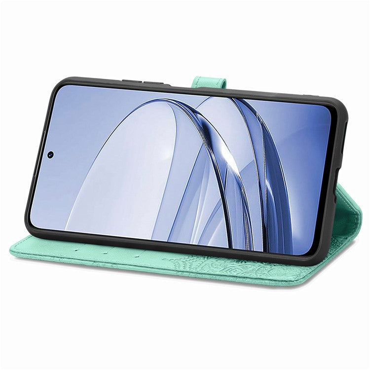 Wallet Case For Motorola ThinkPhone 25 5G / Moto S50 5G / Edge 50 Neo 5G Mandala Flower Leather Phone Cover Stand View - Green