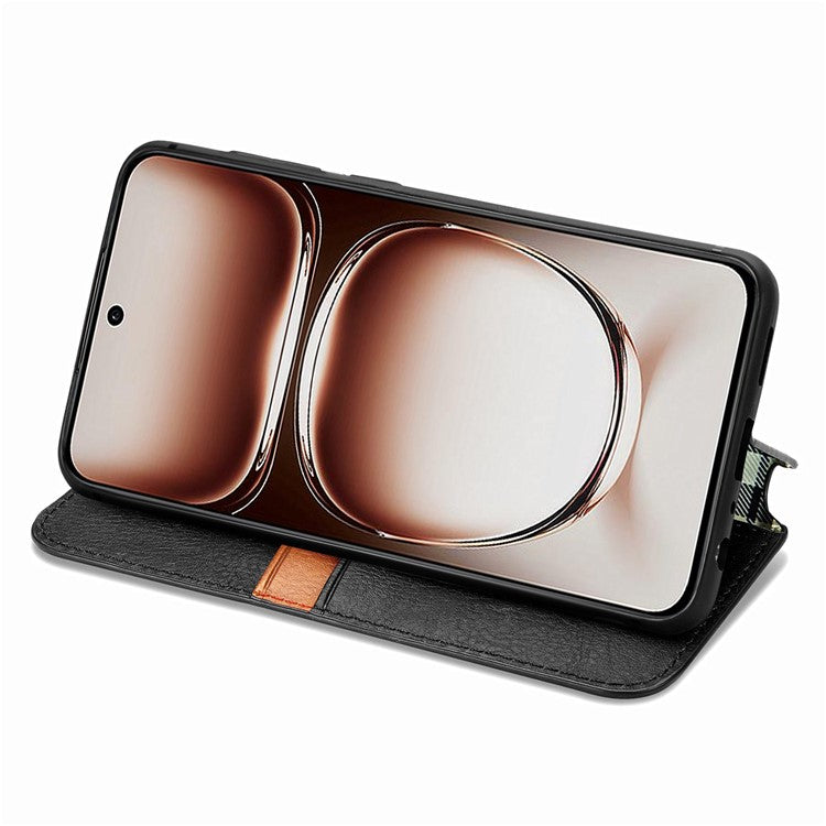 Case For Motorola ThinkPhone 25 5G / Moto S50 5G / Edge 50 Neo 5G Rhombus Imprint PU Leather Wallet Phone Cover - Black