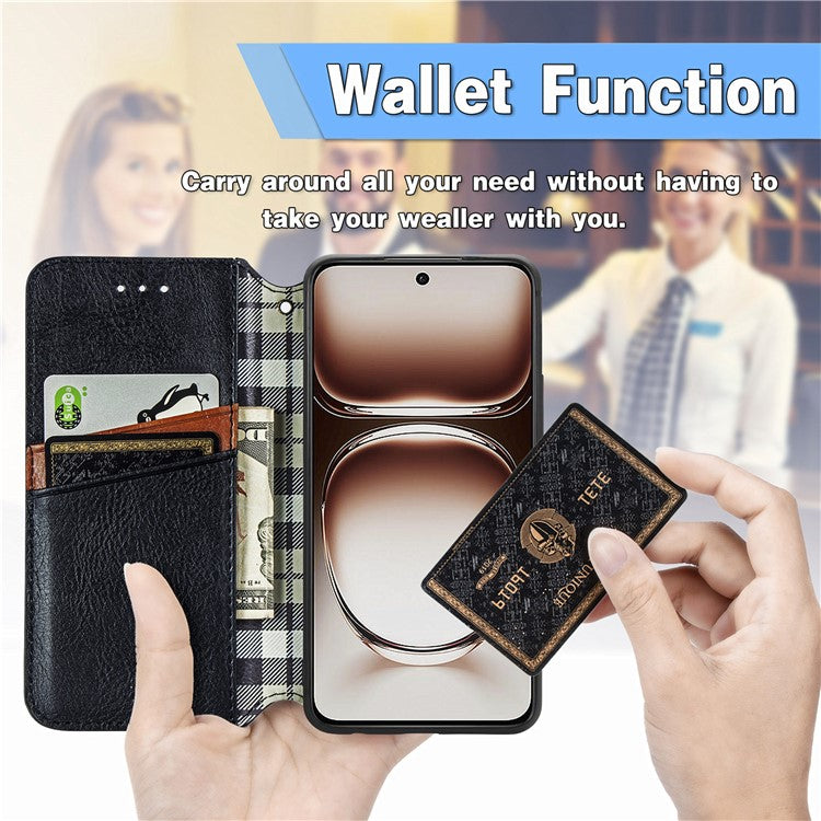 Case For Motorola ThinkPhone 25 5G / Moto S50 5G / Edge 50 Neo 5G Rhombus Imprint PU Leather Wallet Phone Cover - Black