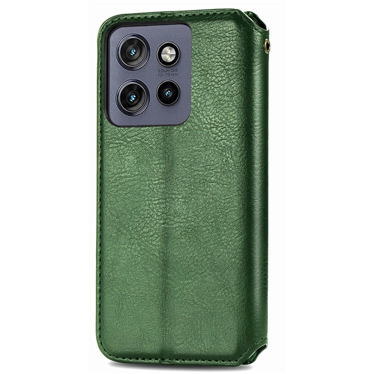 Case For Motorola ThinkPhone 25 5G / Moto S50 5G / Edge 50 Neo 5G Rhombus Imprint PU Leather Wallet Phone Cover - Green