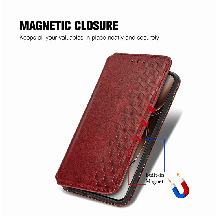 Case For Motorola ThinkPhone 25 5G / Moto S50 5G / Edge 50 Neo 5G Rhombus Imprint PU Leather Wallet Phone Cover - Red
