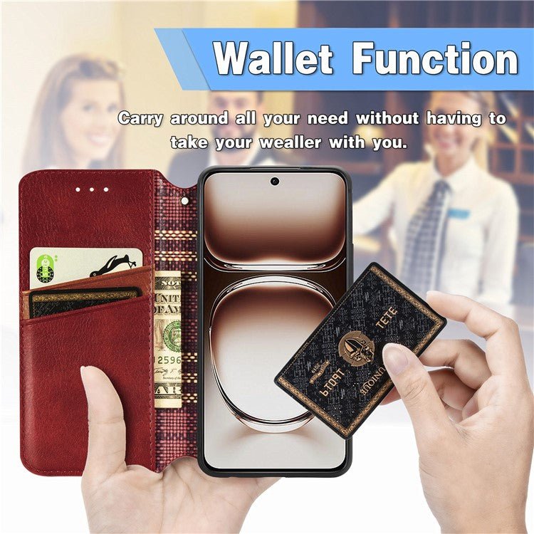 Case For Motorola ThinkPhone 25 5G / Moto S50 5G / Edge 50 Neo 5G Rhombus Imprint PU Leather Wallet Phone Cover - Red