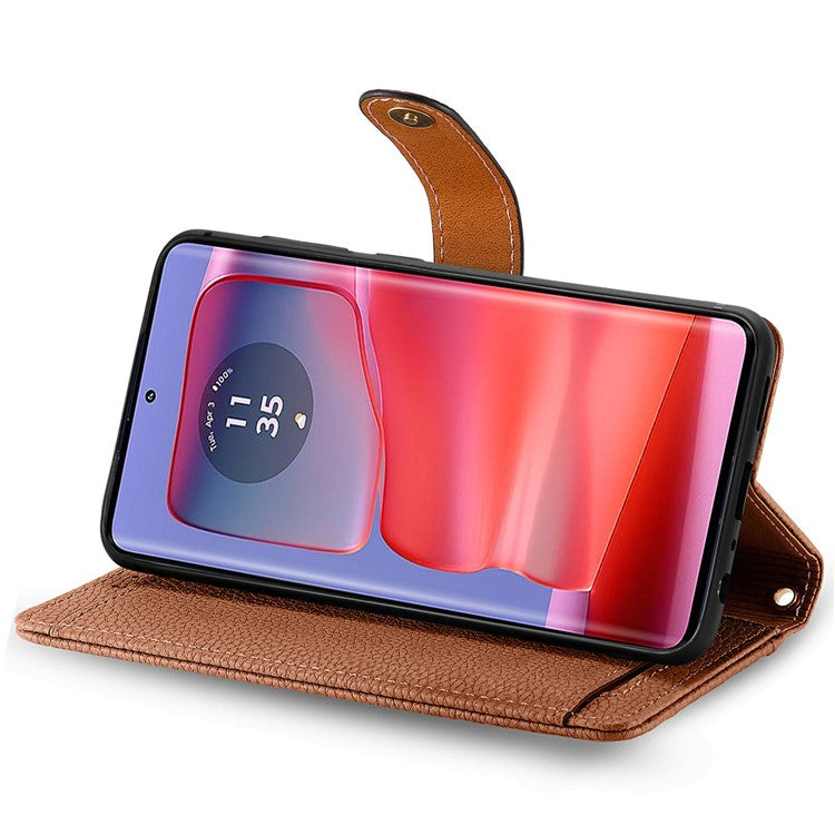 For Motorola Moto G75 5G Case RFID Blocking Zipper Pocket Leather Wallet Phone Cover - Brown