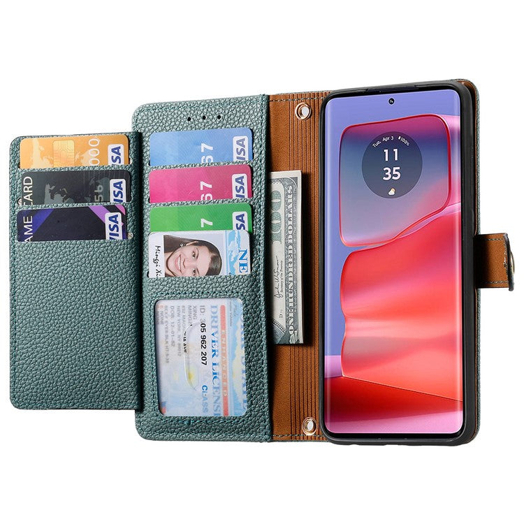 For Motorola Moto G75 5G Case RFID Blocking Zipper Pocket Leather Wallet Phone Cover - Green