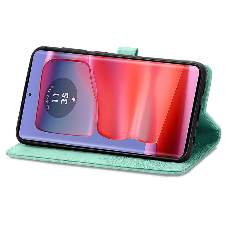 For Motorola Moto G75 5G Wallet Case Mandala Flower Leather Phone Cover Stand View - Green