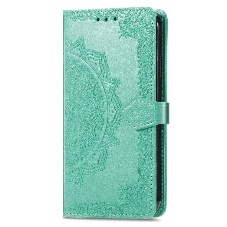 For Motorola Moto G75 5G Wallet Case Mandala Flower Leather Phone Cover Stand View - Green
