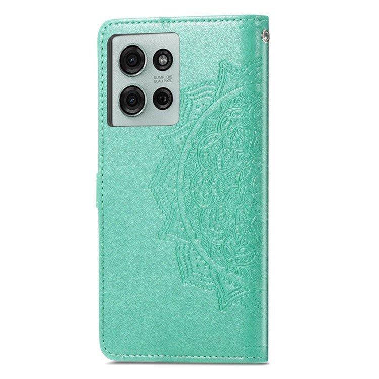 For Motorola Moto G75 5G Wallet Case Mandala Flower Leather Phone Cover Stand View - Green