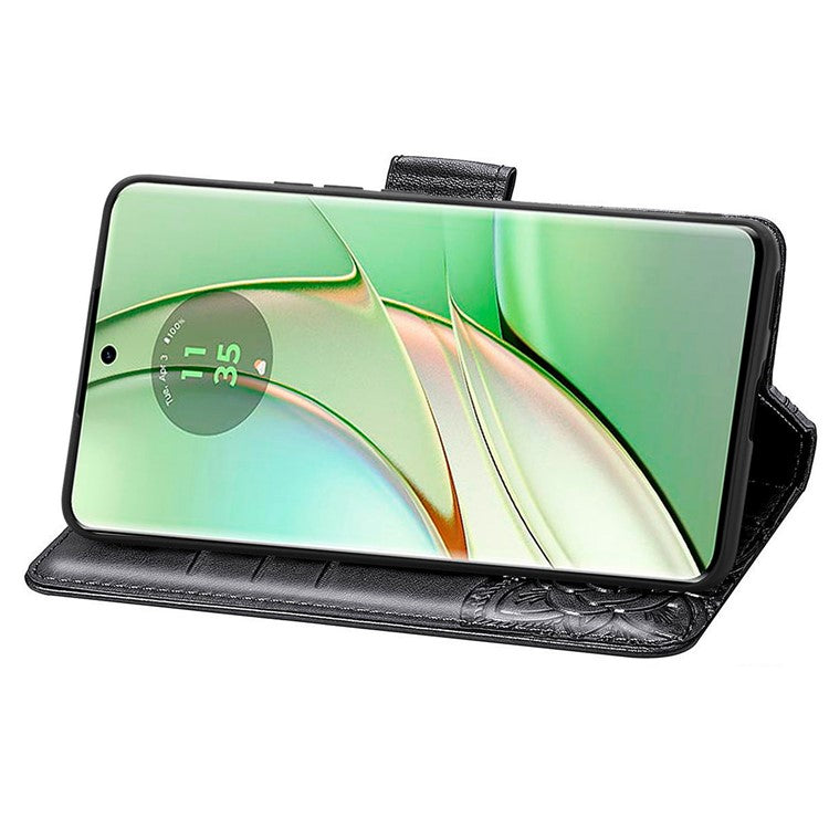 For Motorola Moto G75 5G Case PU Leather Wallet Phone Cover Butterfly Pattern - Black