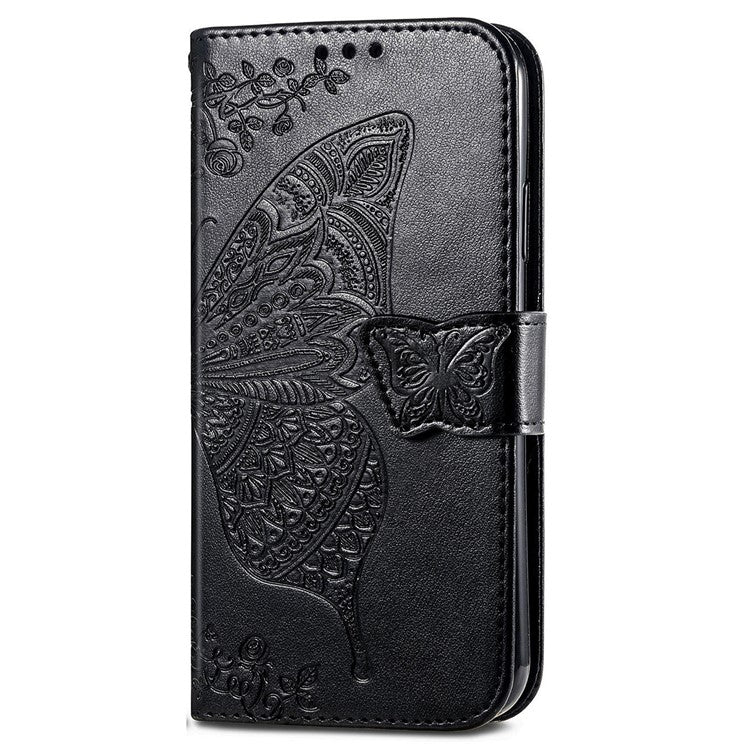 For Motorola Moto G75 5G Case PU Leather Wallet Phone Cover Butterfly Pattern - Black