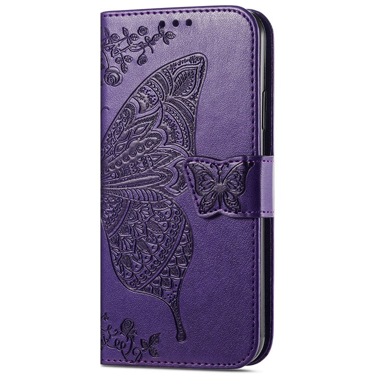 For Motorola Moto G75 5G Case PU Leather Wallet Phone Cover Butterfly Pattern - Dark Purple